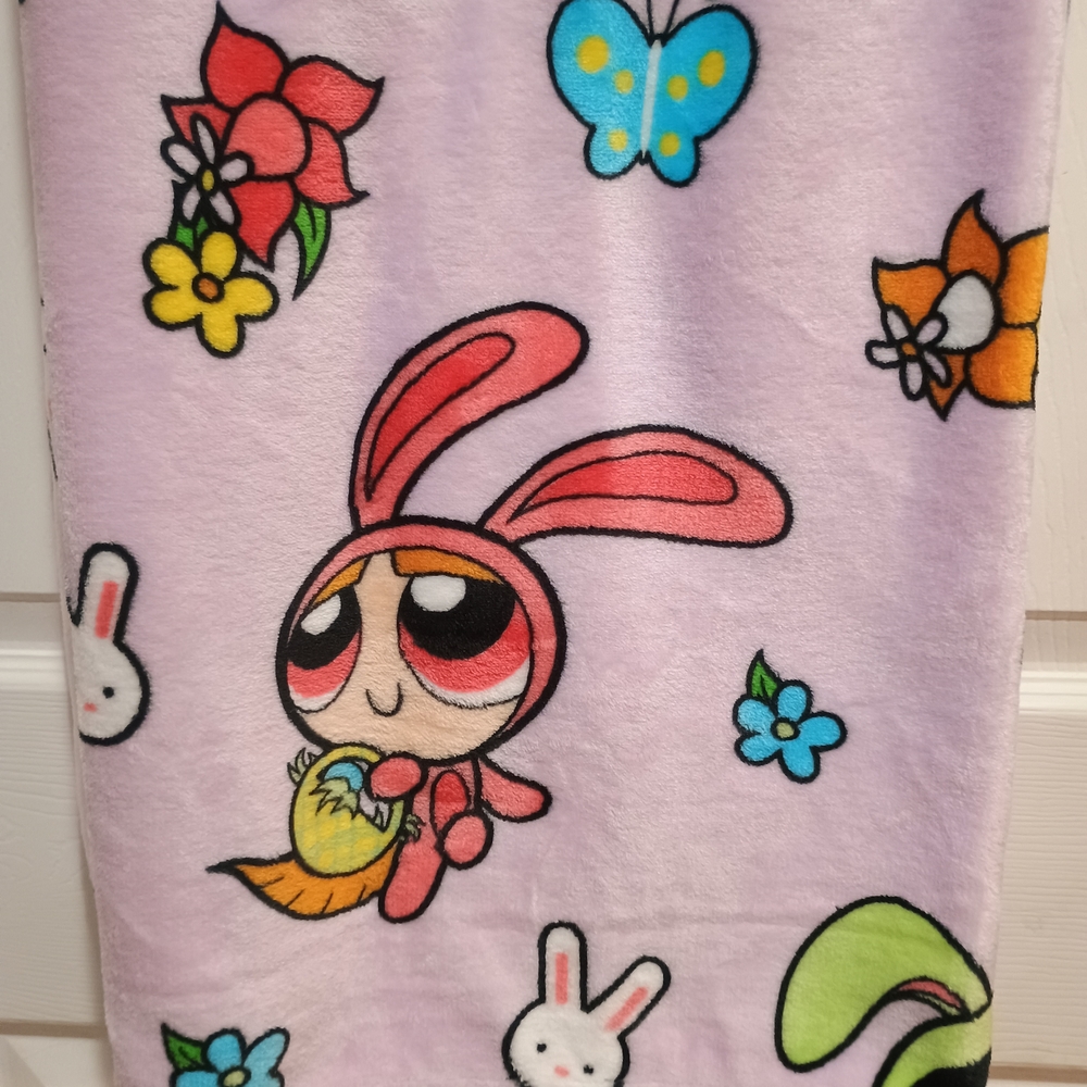 New Cartoon Network Powerpuff Girls Easter Lavender Throw Blanket Size 50x70 - Picture 2 of 5